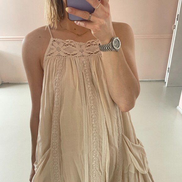 Spell and the Gypsy Lace Harmony Strappy Maxi Dress Tan Small - Picture 2 of 8